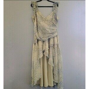 Abercrombie & Fitch Yellow Maxi Dress Ruffle Strap High-Low Size XL Tall Smocked